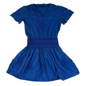 Lauren Ralph Lauren Womens Dress Size 6 Blue Elastic Waist V-Neck Short Sleeve
